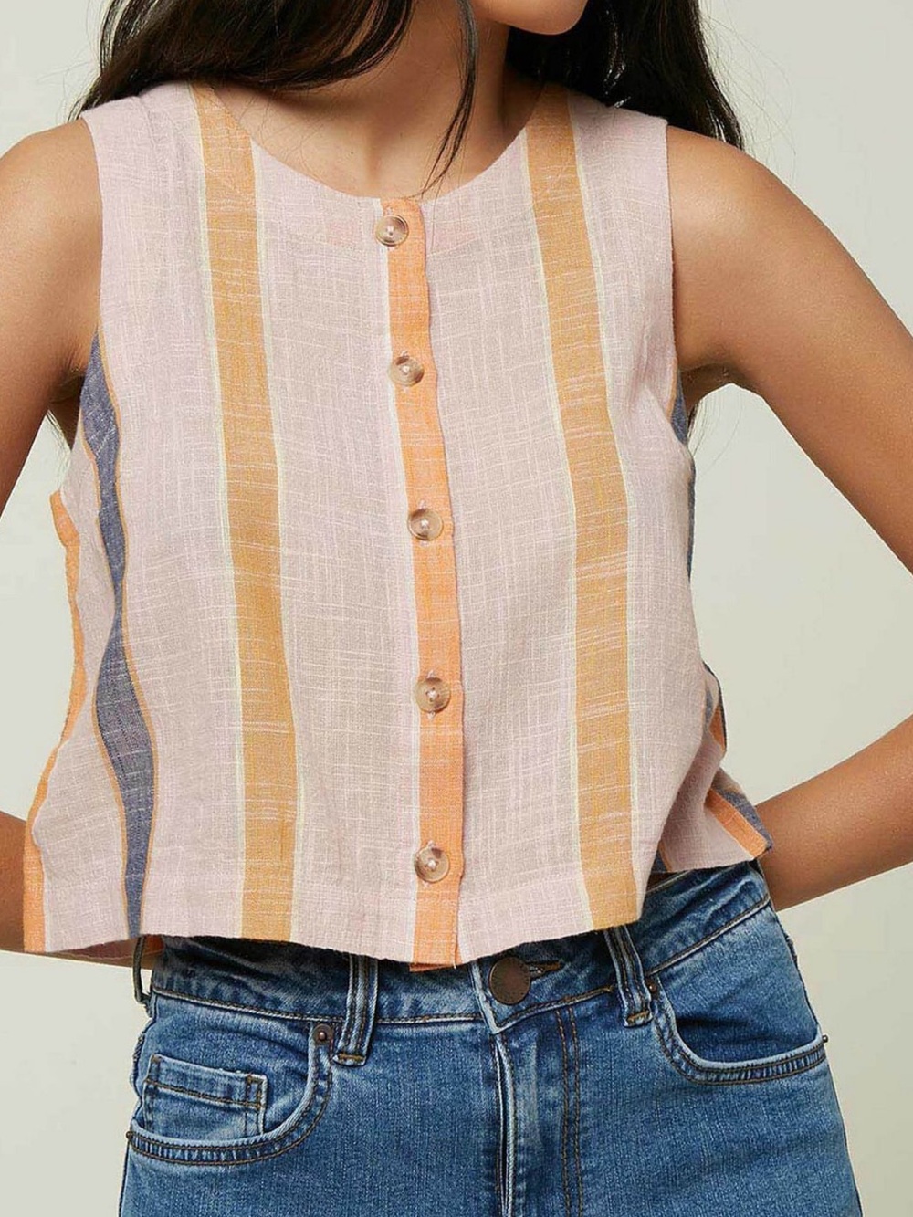 O'Neill Archer tank top multi-colored striped pattern pink, orange, blue Size XS